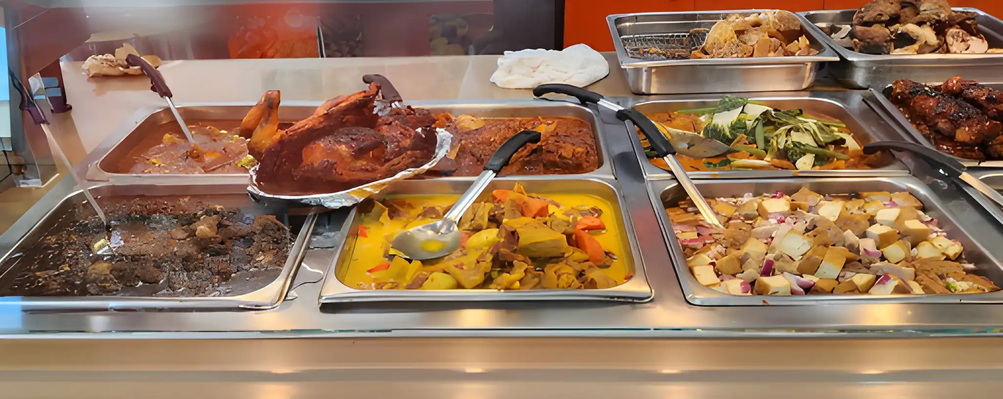 Authentic Filipino turo-turo tray with assorted dishes at Manila Good-Ha Filipino Chinese Fast Food Restaurant in Union City, CA – Skiplyn